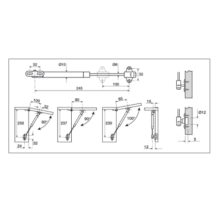 PISTONE A GAS IN ACCIAIO PER ANTA