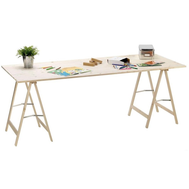 PROLUNGA PRONTO TAVOLO ABETE CON CAVALLETTI - ALTEZZA: 77,0cm
