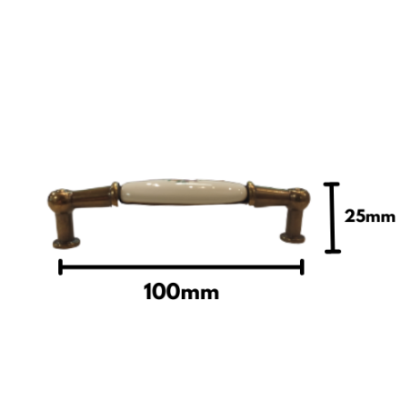 MANIGLIA ROSE IN OTTONE E CERAMICA