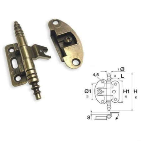 CERNIERE PER MOBILI ANTICHI PER ANTE A BATTUTA GAMBO OTTONATA 2 PEZZI