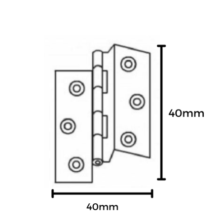 CERNIERE A LIBRO OTTONATA CON COLLO DESTRA 40X40mm 2 PEZZI