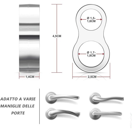 FERMAPORTA ANTIURTO MANIGLIA 2 FORI TRASPARENTE 4 PEZZI