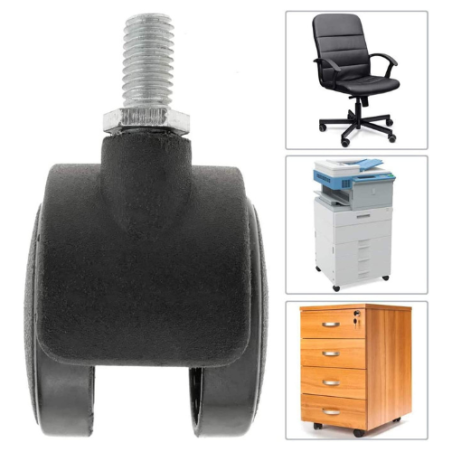 RUOTA D.45 PIASTRA GIREVOLE 4,0x4,0cm NERA