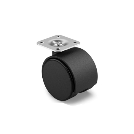 RUOTA D.45 PIASTRA GIREVOLE 4,0x4,0cm NERA