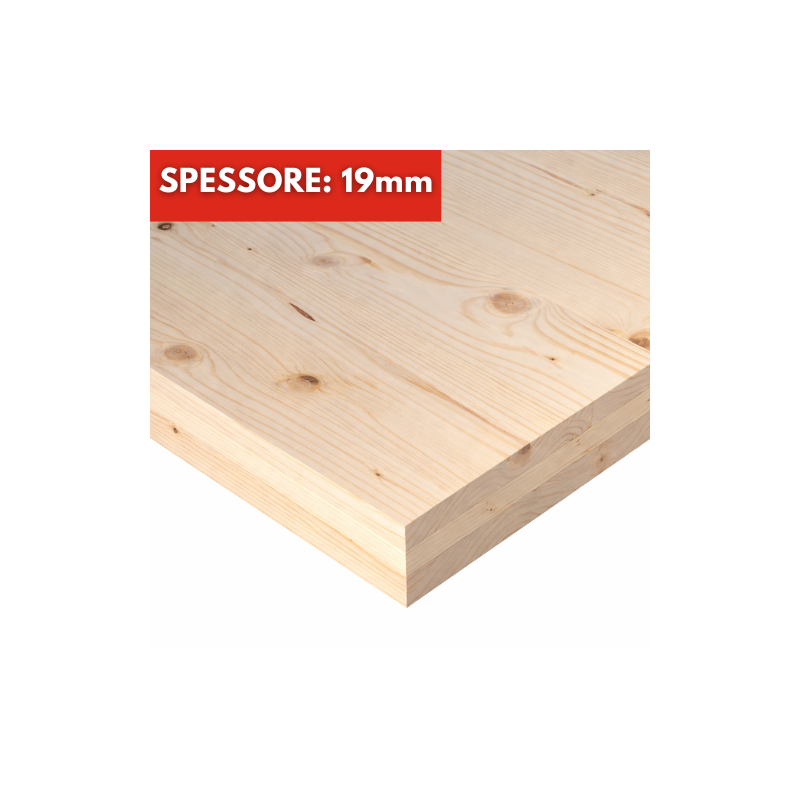 Tavola Lamellare Abete Naturale 3 Strati spessore 19mm Su Misura
