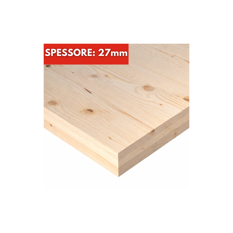 Tavola Lamellare Abete Naturale 3 Strati spessore 27mm Su Misura