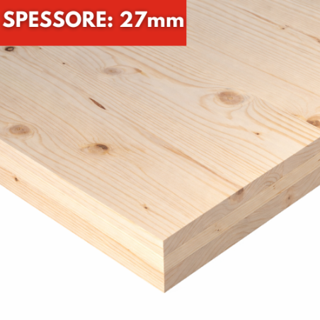 Tavola Lamellare Abete Naturale 3 Strati spessore 27mm Su Misura