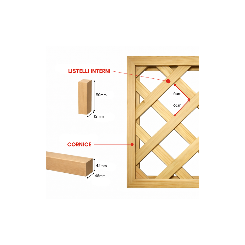 Grigliato in Pino Naturale Impregnato su Misura