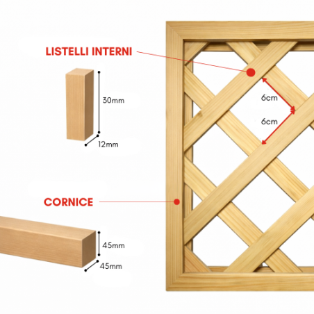 Grigliato in Pino Naturale Impregnato su Misura