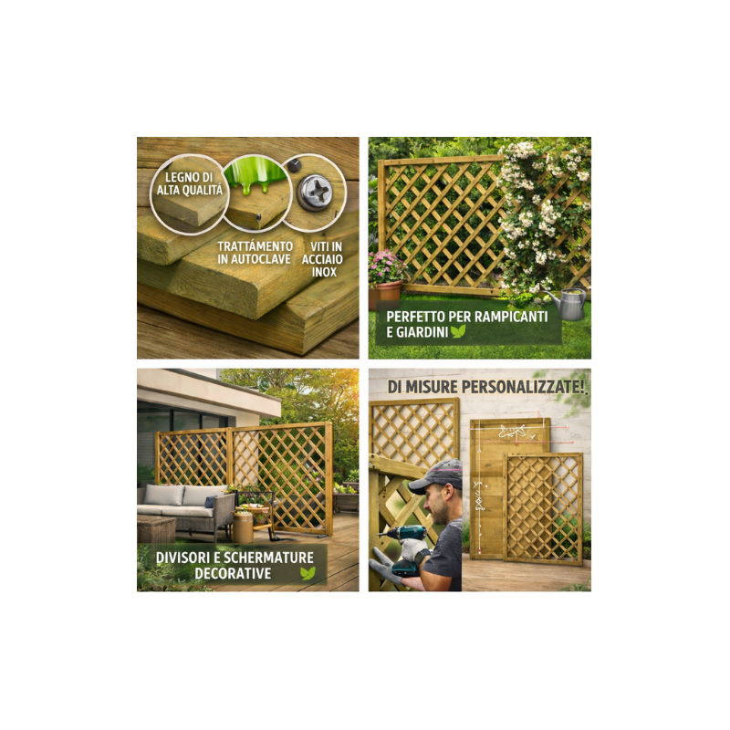 Grigliato in Pino Naturale Impregnato su Misura