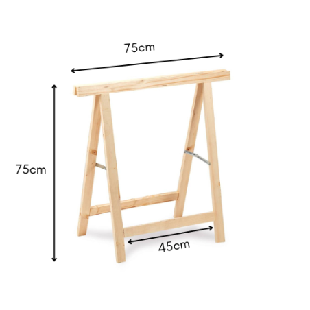 Cavalletto Pieghevole in Legno Abete - Altezza: 75cm