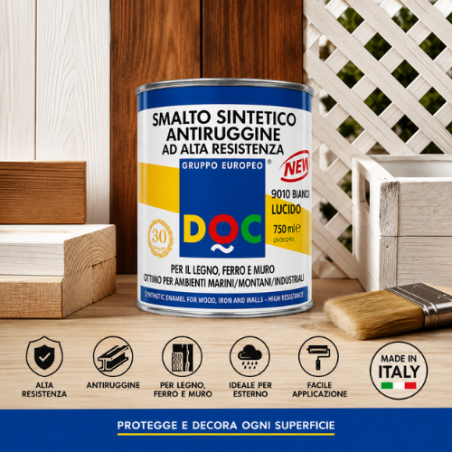 Smalto Sintetico Bianco Lucido per Legno