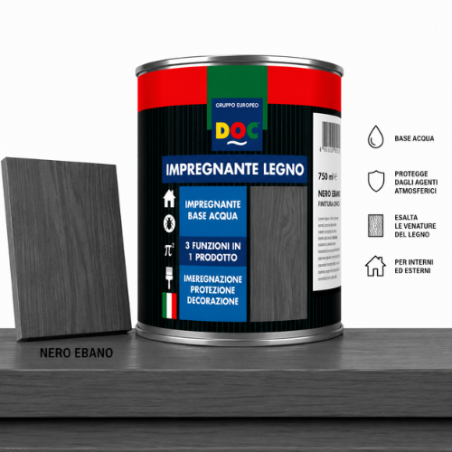 Impregnante all'Acqua Finitura Cerosa Nero Ebano
